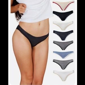 Emprella cotton underwear bikini cheeky lace trim 5 pack